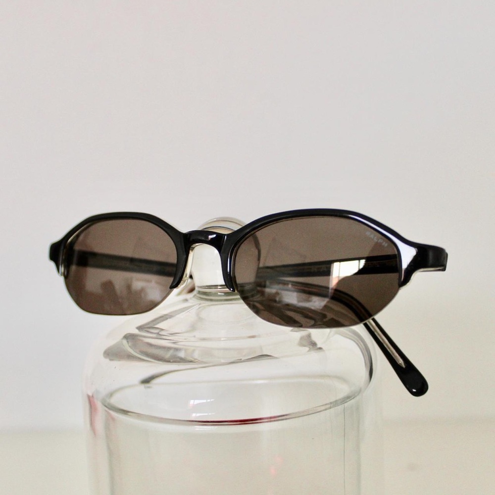 Ralph Lauren Slim Rectangle Half Frame dark gray lens sunglasses